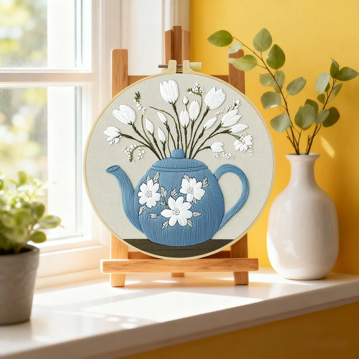 1 Stück 20X20CM/15X15CM 7,87/6,3 Zoll Vase Stickerei Starter-Kit DIY-Kit DIY-Stickerei-Set Handarbeiten Malerei Nähen Kunst – Detail 1