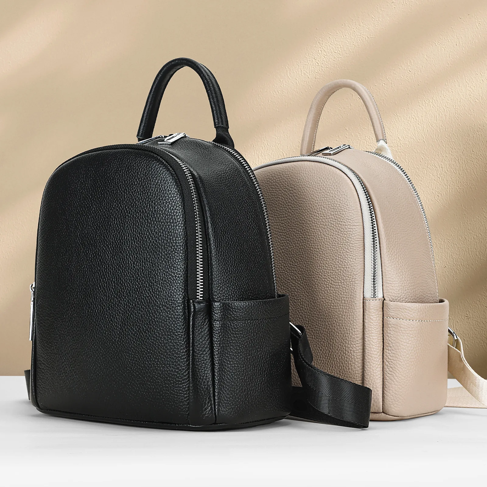 حقيبة ظهر نسائية من Venn مصنوعة من الجلد الطبيعي حقيبة كتف للسيدات حقيبة مدرسية كاجوال للطلاب حقيبة ظهر للسفر متعددة الوظائف #3