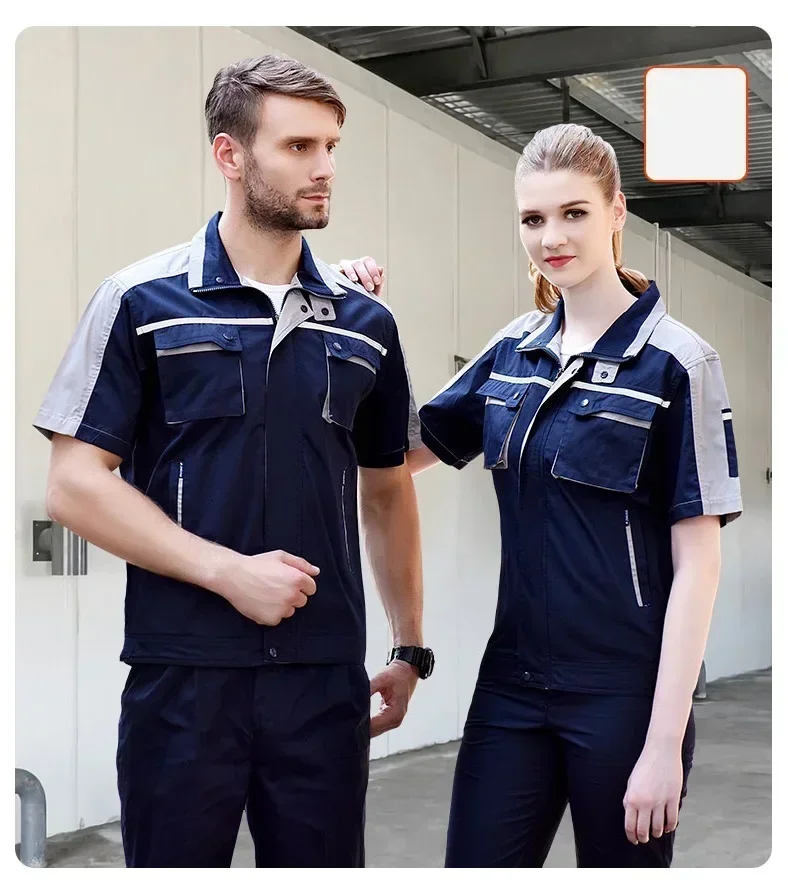 

Workshop Uniform Women Men Work Clothing Working Labor Short Sleeve Shirt Top and Pants Two Piece Set Outfits Workwear Plus Size