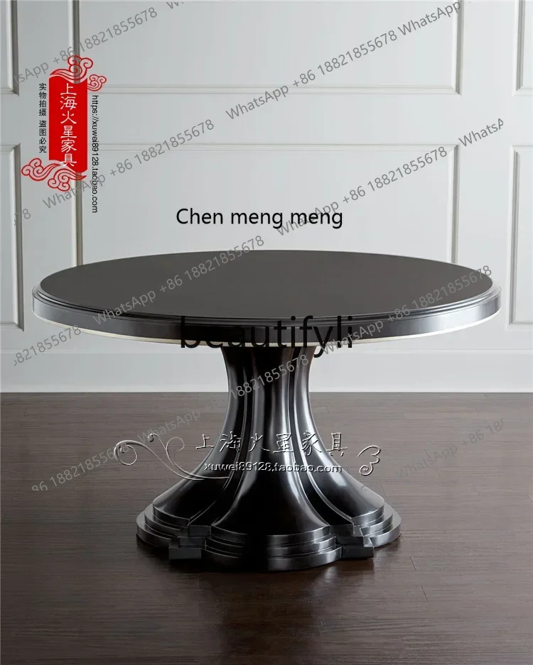 

American rural solid wood round dining table, European modern simple personalized dining table, French high-end, furniture2936