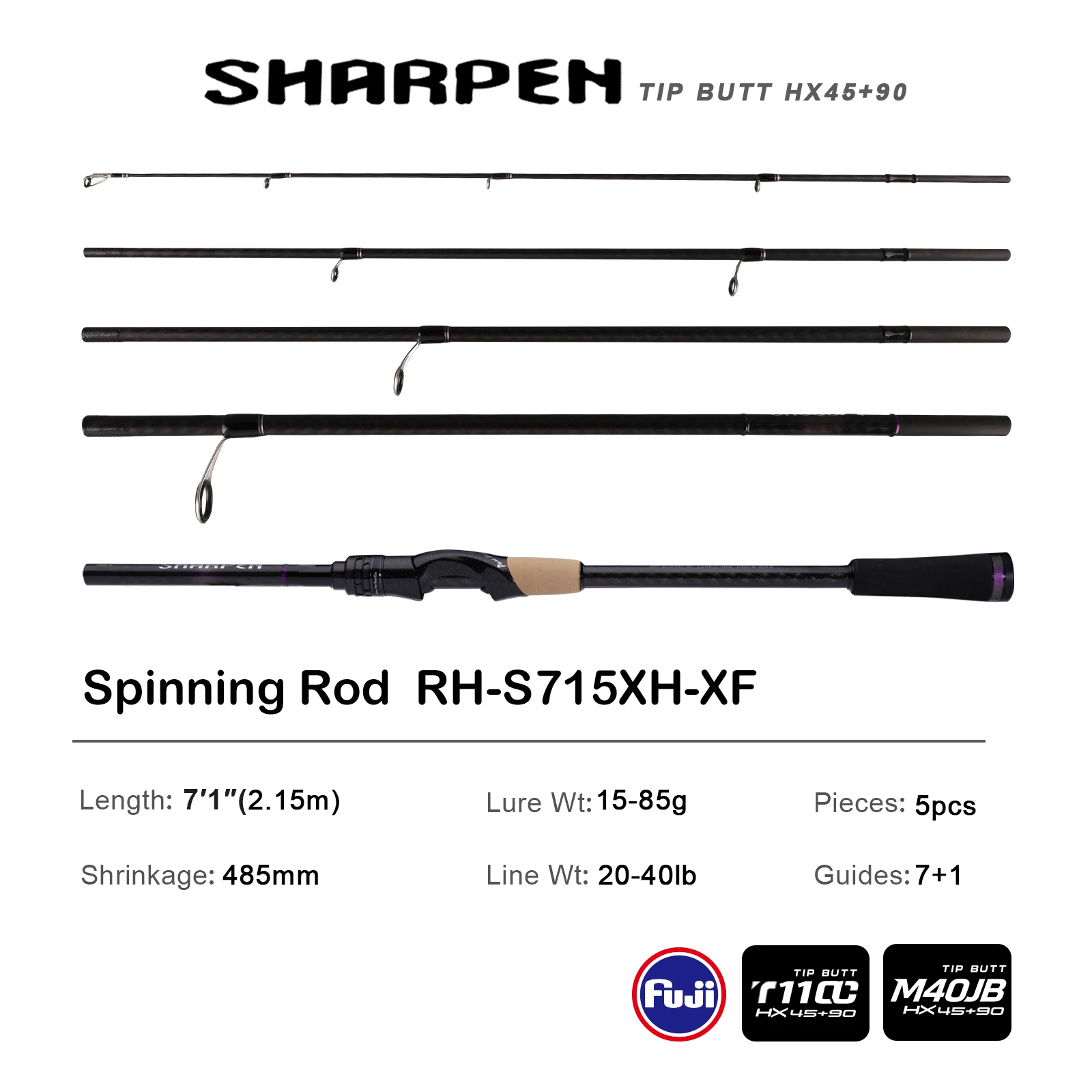 PURELURE SHARPEN Soft Lure Long Spinning and Casting XF/MF Action Rods FUJI Components Bass Pike Rod Angelrute Spinnrolle