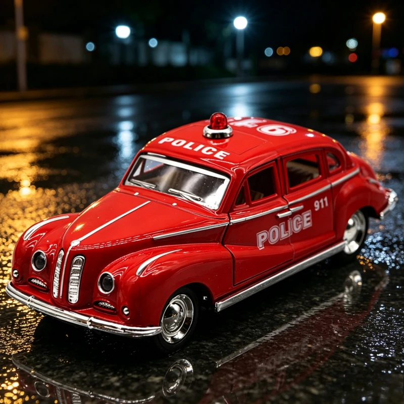 

1:32 Police car fire truck Classic car Alloy Diecast Model Car Indoor Computer Host Interior Ornaments Present
