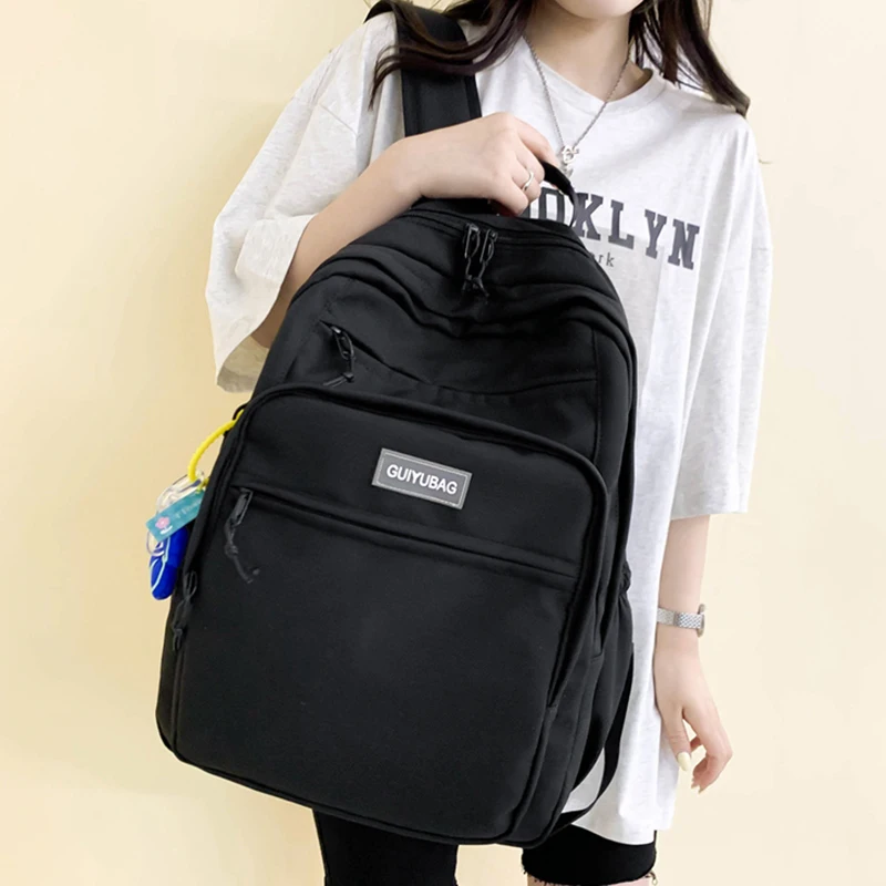 Solid Color Teenage Girls Student Schoolbag Simple Fashion Boy Book Bag Women College Backpack Large Capacity Female Backpacks