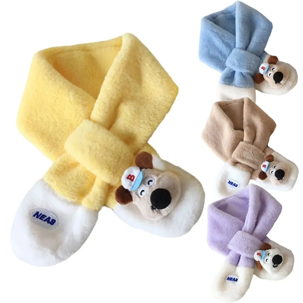 Fashion Kids Fur Collar Scarf Keep Warm Thicken Boys Girls Knitting Scarf Windproof Cartoon Winter Scarves Autumn Winter