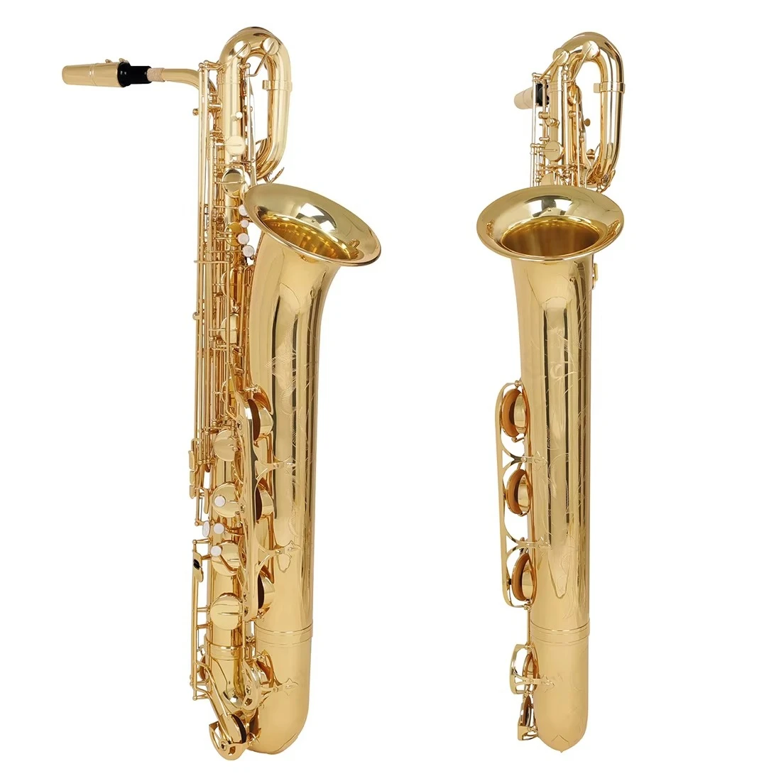 Gold Eb Performance High Quality Brass Instrument White Shell Button Baritone Saxophone