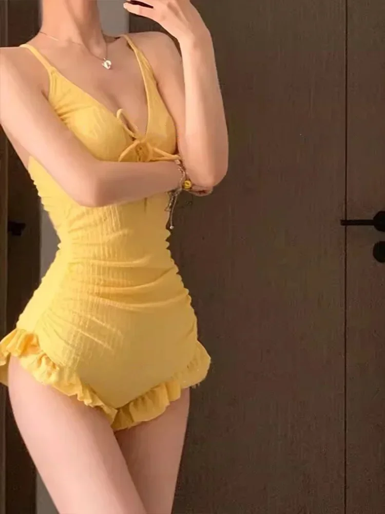 UETEEY 2025, nuevo traje de baño de verano, traje de baño de una pieza, Bikini Sexy liso de manga larga, conjunto de 2 piezas, traje de baño para mujer, Bikini para playa