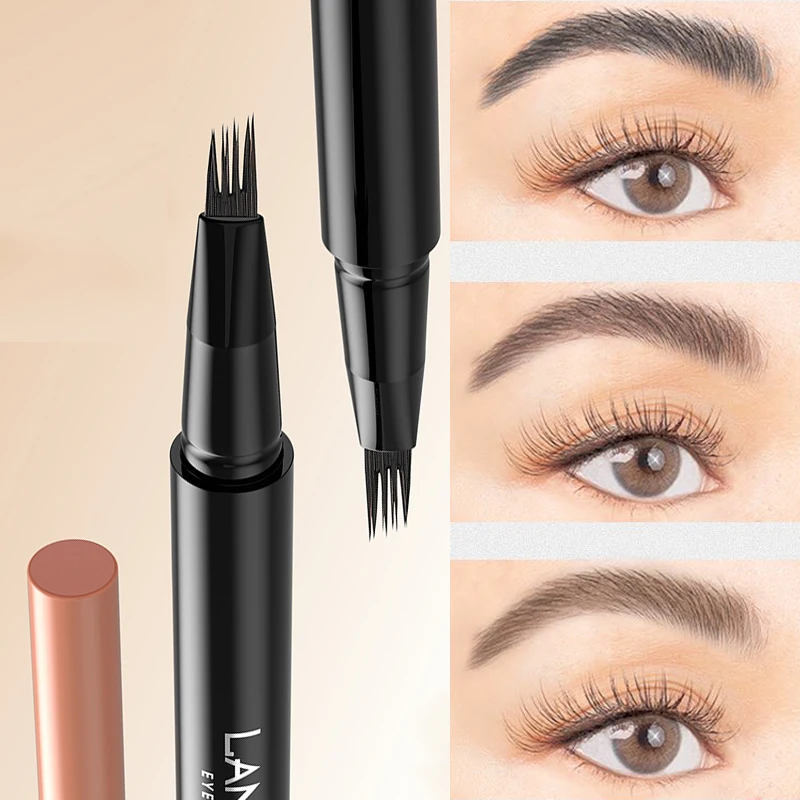 Verbesserte ultra feine 4 Klauen Augenbrauen stift weiche Bürste wasserdicht langlebigen flüssigen Augenbrauen stift 3 Farben Augenbrauen Liner Make-up