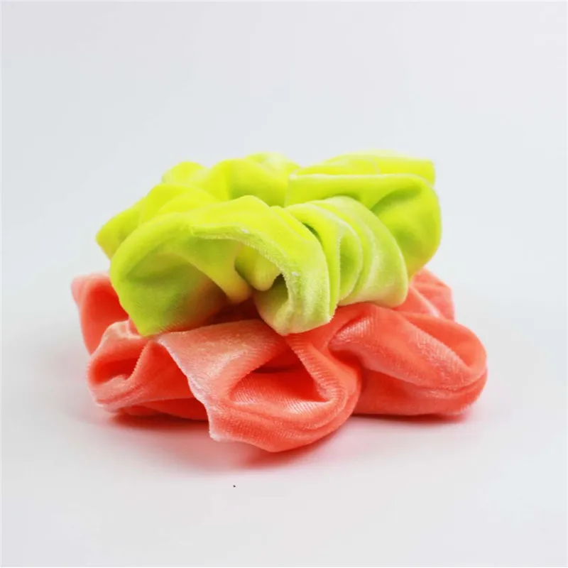 New Women Big Fluorescence Colors Velvet Scrunchies Stretch Plain Rope Bands Simple Vintage Hair Gums Quality Hair Ties