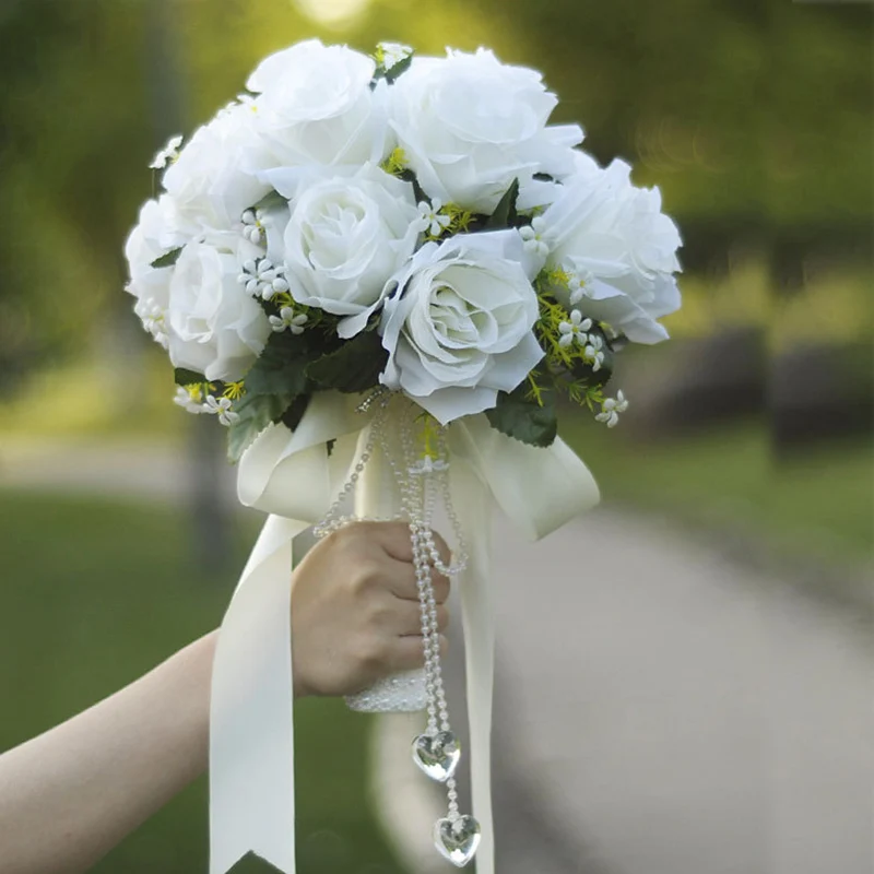 Bouquet de Mariage Blanc pour Patients, Fleurs Artificielles, Poubelle, Accessoires pour Demoiselles d'Honneur