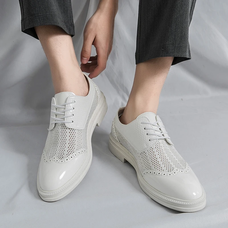 

New Summer Mesh Block Shoes Breathable and Comfortable Height Increasing Casual Gentleman Business Young and Fashionable Shoes