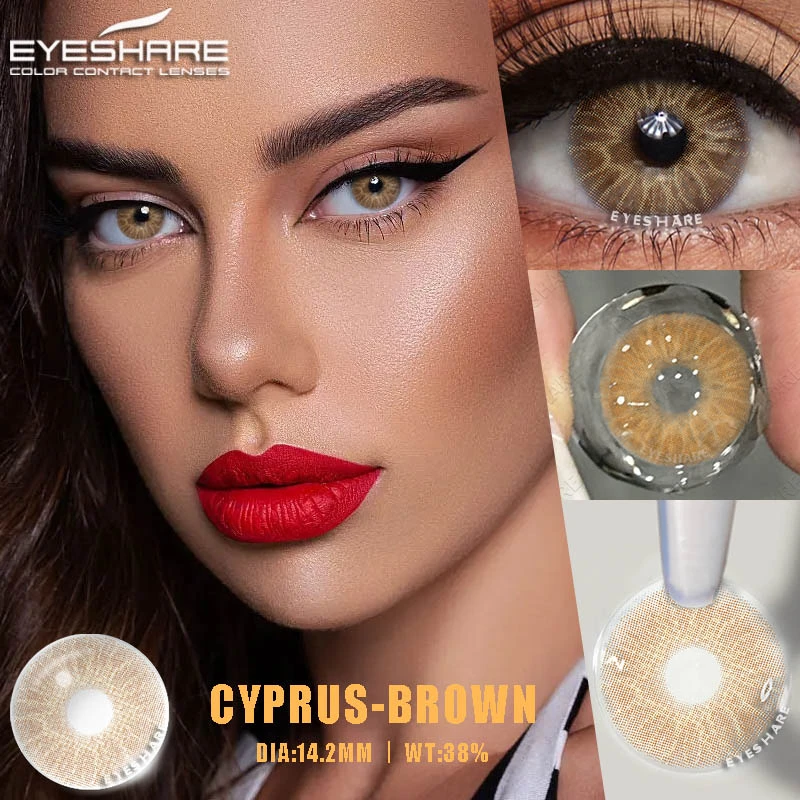 EYESHARE 1pair Blue Contact Lens for Eyes Hybrid Natural Colorful Lenses 14.2mm Colorful Eyes Green Lenses Cosmetic Yearly Use