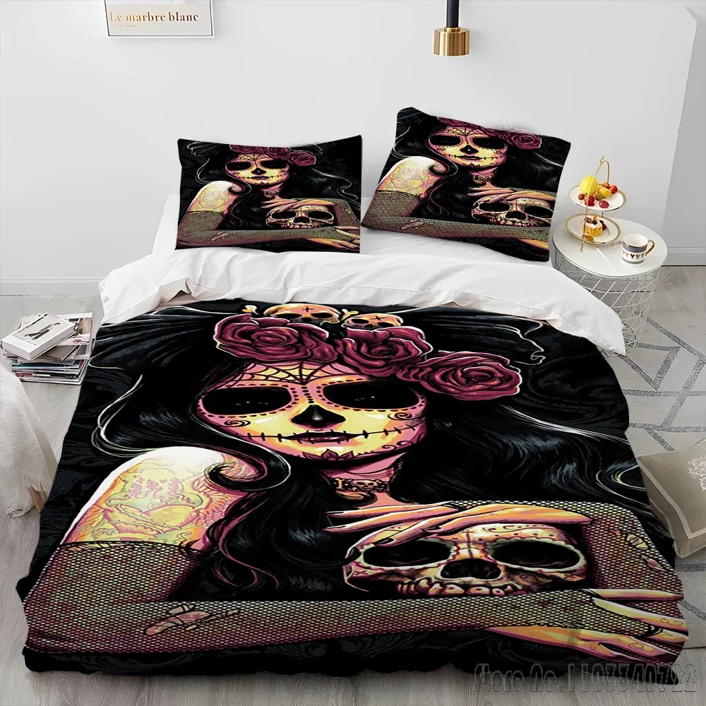 3D Horror Gothic Female Skull Dead Girl Duvet Cover Set HD Comforter Cover for Kids Bedding Sets Bedclothes Bedroom Decor image 3