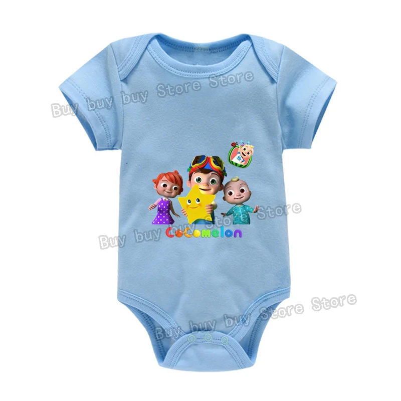 ملابس أطفال من Cocomelons للأولاد والبنات مطبوع عليها رسوم كرتونية للأطفال حديثي الولادة من القطن بأكمام قصيرة هدية للأطفال الصغار #5