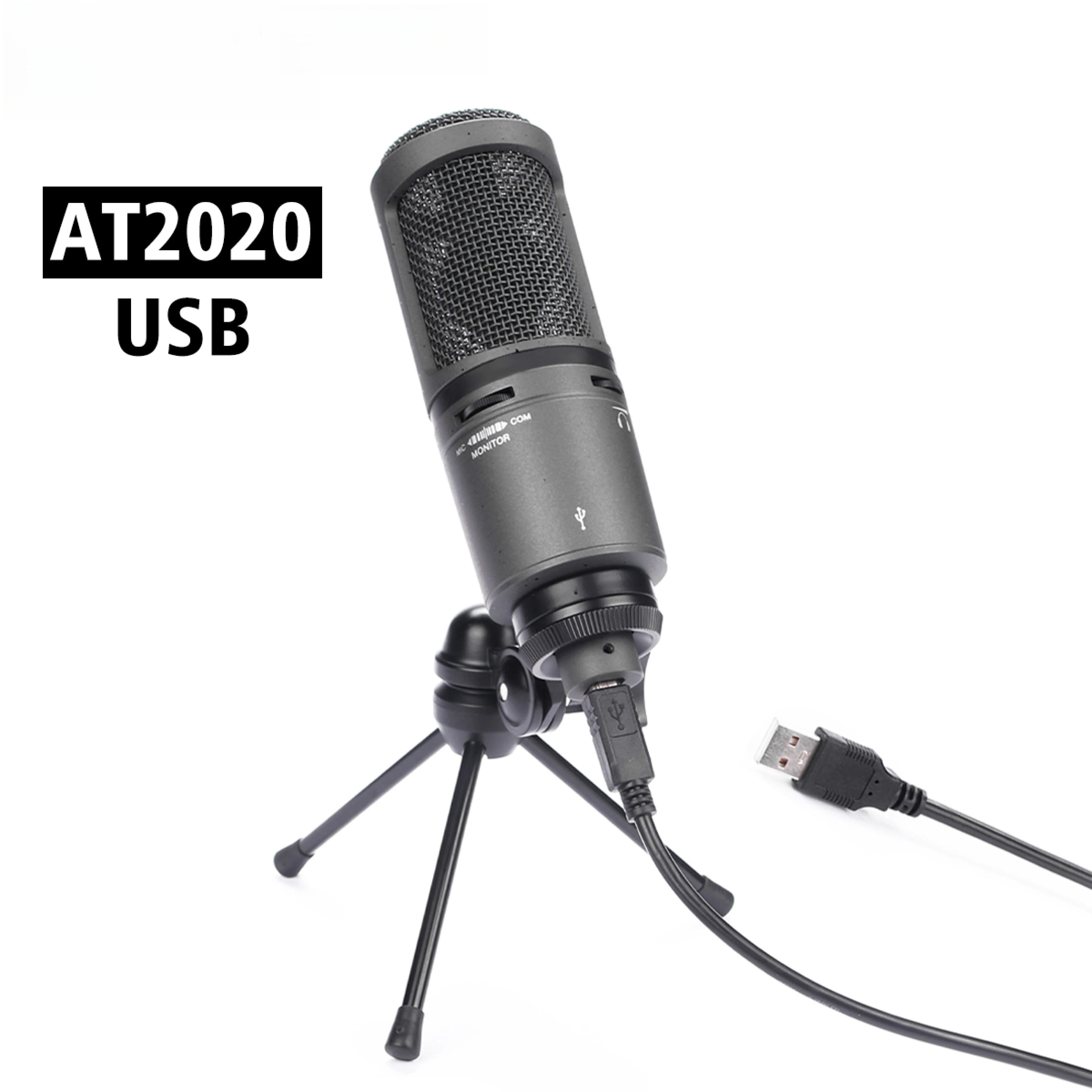 

AT2020 USB AT2020USB+ Condenser Microphone With Bracket USB Cable For Studio Recording Vlogging Live Streaming Gaming,black