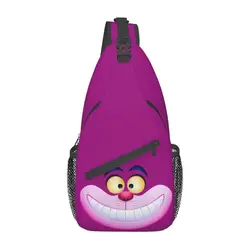 Sac à bandoulière personnalisé pour hommes, sac à dos de voyage, sac de poitrine souriant, chat du Cheshire, dessin animé animé animé, initié