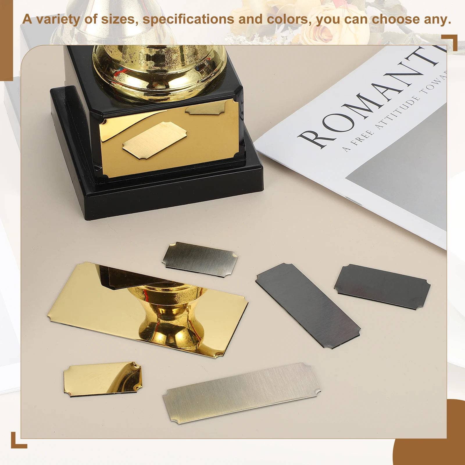 12Pcs Blank Name Plates Engraved Metal Name Plate Laser Strong Adhesive Nameplate Anodized Aluminium Custom for Signs DIY Crafts