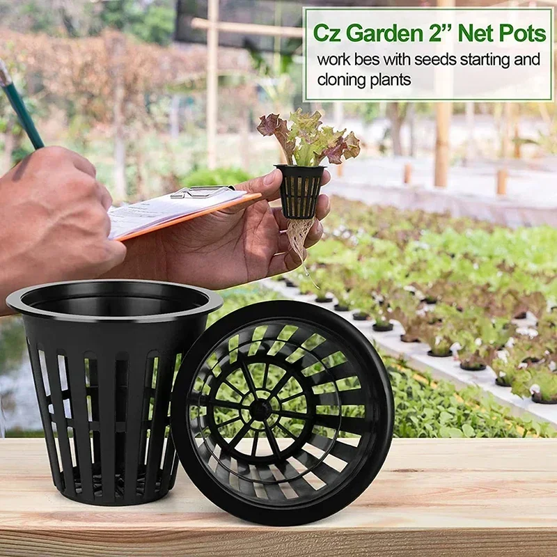 Grow Orchids Wide Lip Hydroponics Cups Planting Mesh Pot Soilless Net Basket Slotted Container Colonization Black 3 Inch 10Pcs