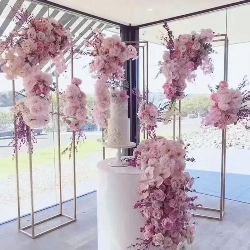 2m square gold metal arch frame wedding flower stand backdrop wedding decoration