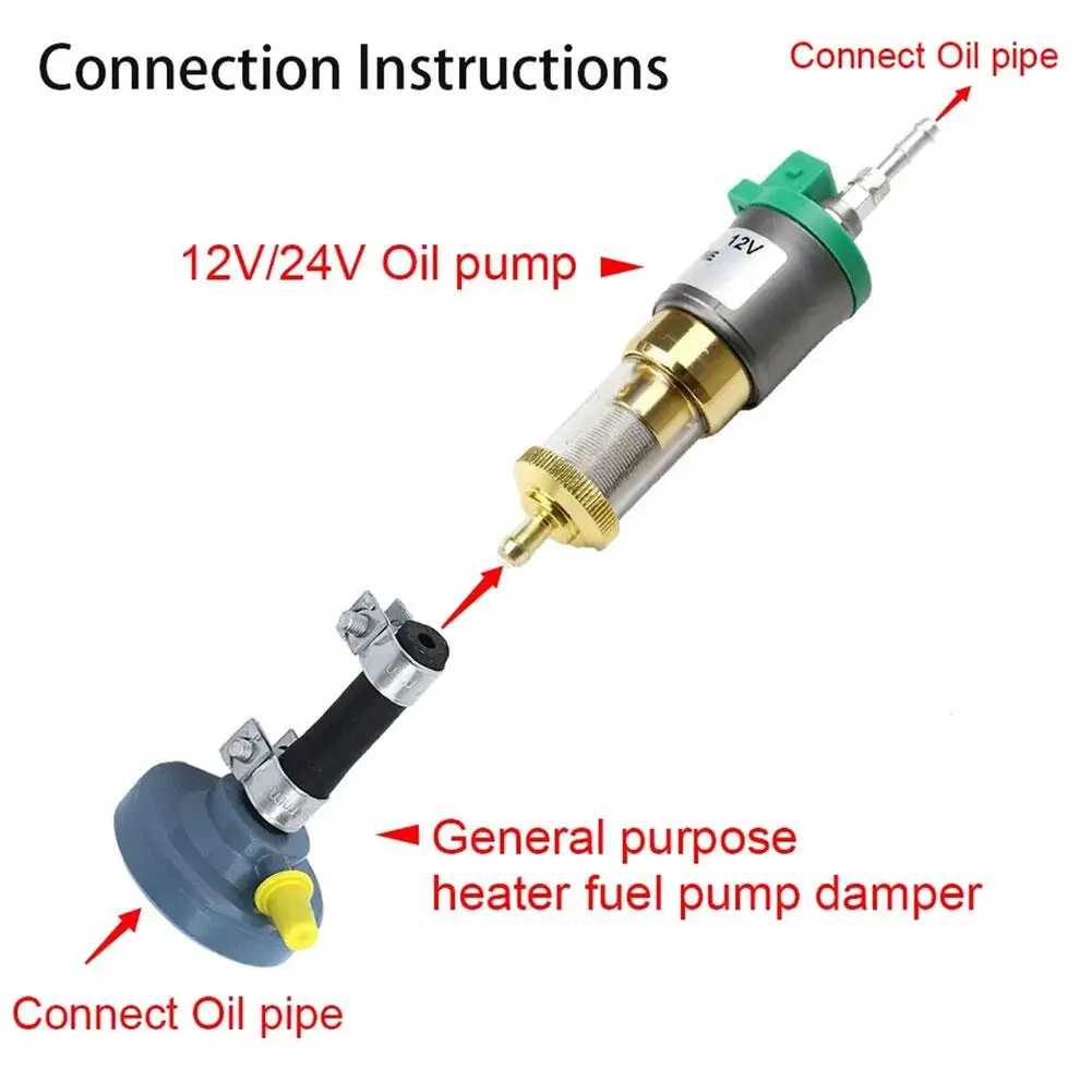 Car Parking Heater Damper Universal Fuel Pump Damper For 12V Auto Heaters Noise Reduction Oil Pipe Accessory Car Component
