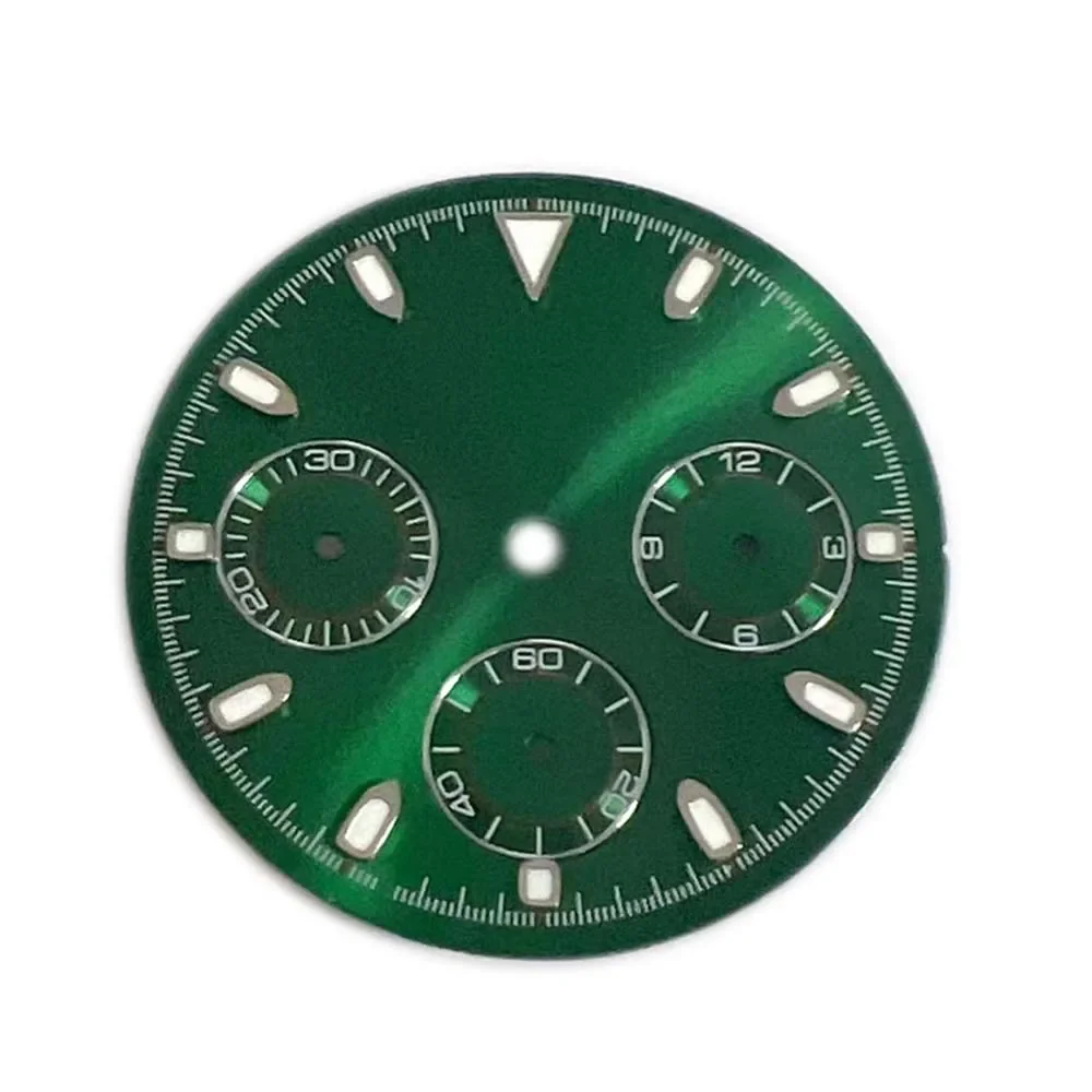 New VK63 29.5MM Watch Dial for VK63 Movement Green Luminous Watch Face for Quartz Movements Diy Parts