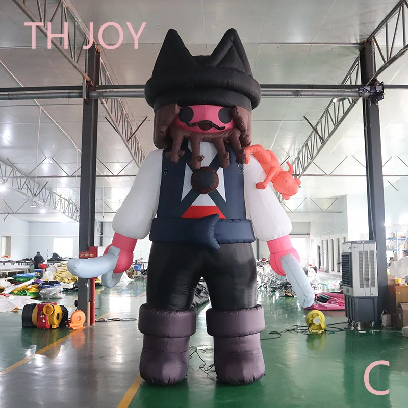 nave aerea veloce a porta, cartone animato pirata gonfiabile personalizzato per parata pubblicitaria all'aperto, cartone animato pirata gonfiabile con luce