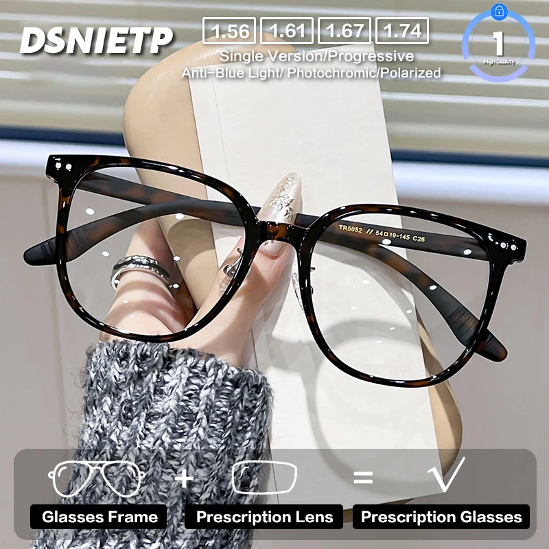 ISLINO Customizable Prescription Glasses Women Square Progressive Photochromic Anti Blue Light Reading Glasses Myopia Eyewear