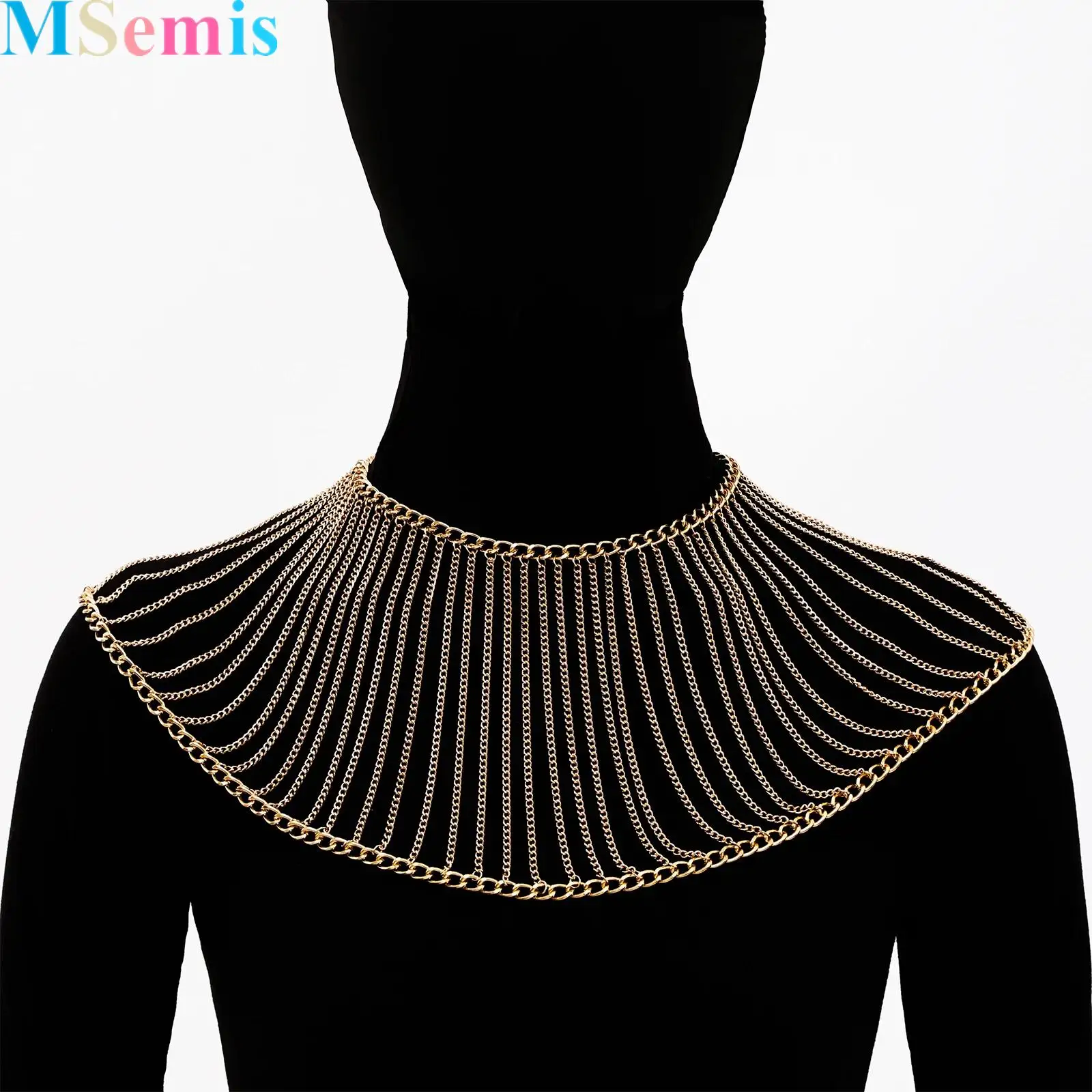

1Pcs Metal Body Chains Necklace Women Collar Jewelry Chain Nightclubs And Parties Shoulder Alloy Accessory
