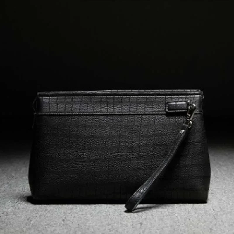 ourui deerskin  men clutch bag black large capacity  Hand bag  male men clutch bag 30cmX20cmX5cm