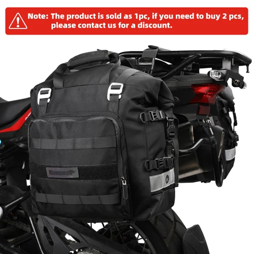 Imagen 2 del producto Alforja de motocicleta Rhinowalk, Bolsa lateral Universal de 20L-30L con bolsa interior extraíble 100% impermeable, equipaje de viaje para motocicleta