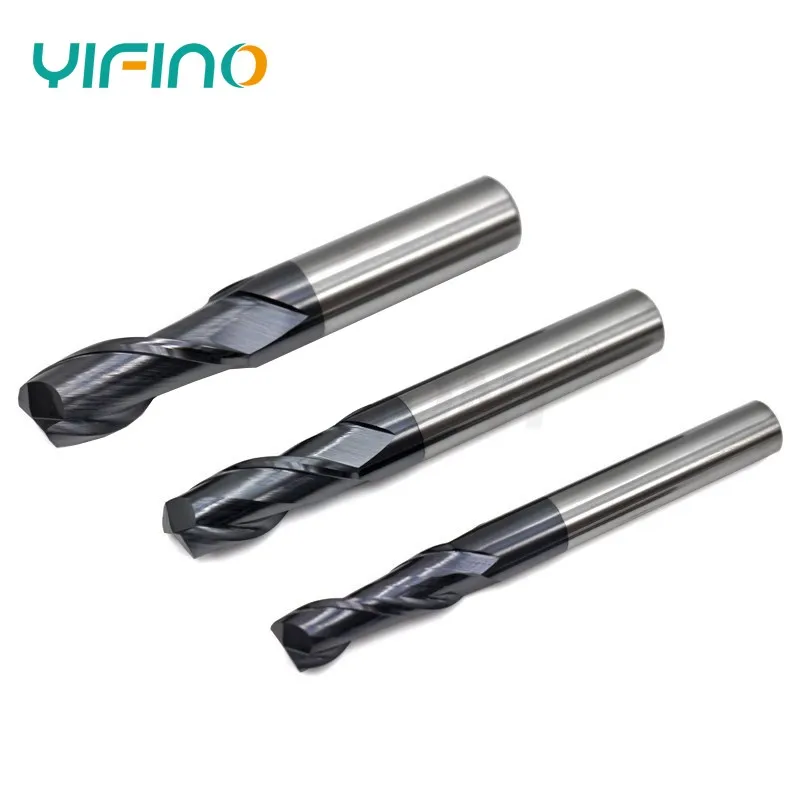 YIFINO HRC50 2-Flute Milling Cutter Tungsten Steel Carbide Nano Coating Flat End Mill For CNC Maching Center Endmills Tools