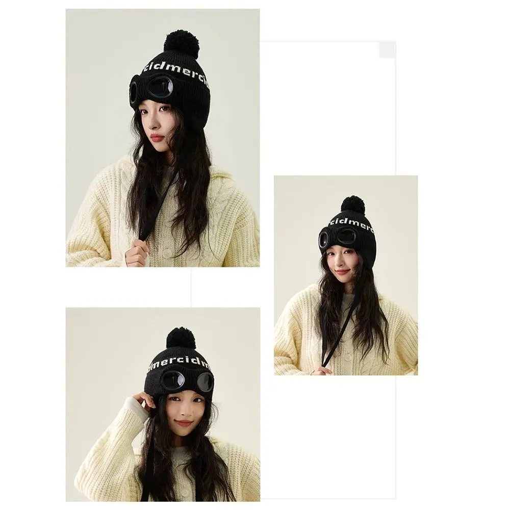 أزياء يندبروف نظارات محبوك قبعة الأذن حماة الباردة واقية قبعة صوفية قبعات صغيرة دافئة الشتاء