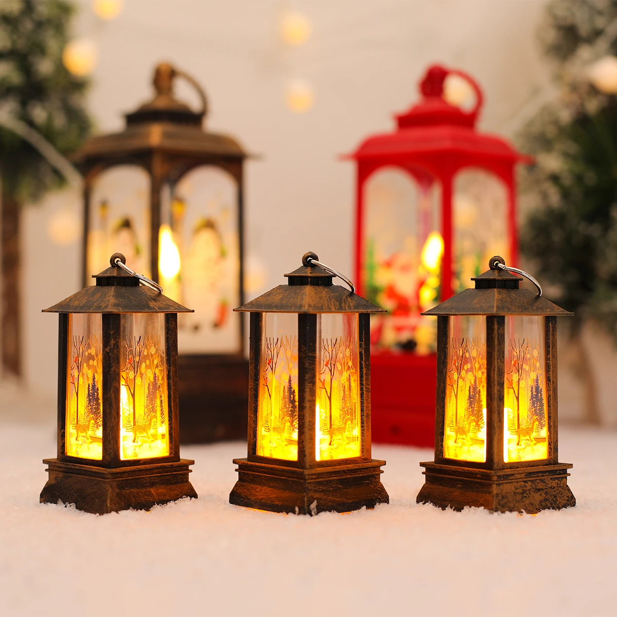 Christmas Lantern Light Merry Christmas Decorations for Home 2024 Navidad Christmas Tree Ornaments Xmas Gifts New Year 2025