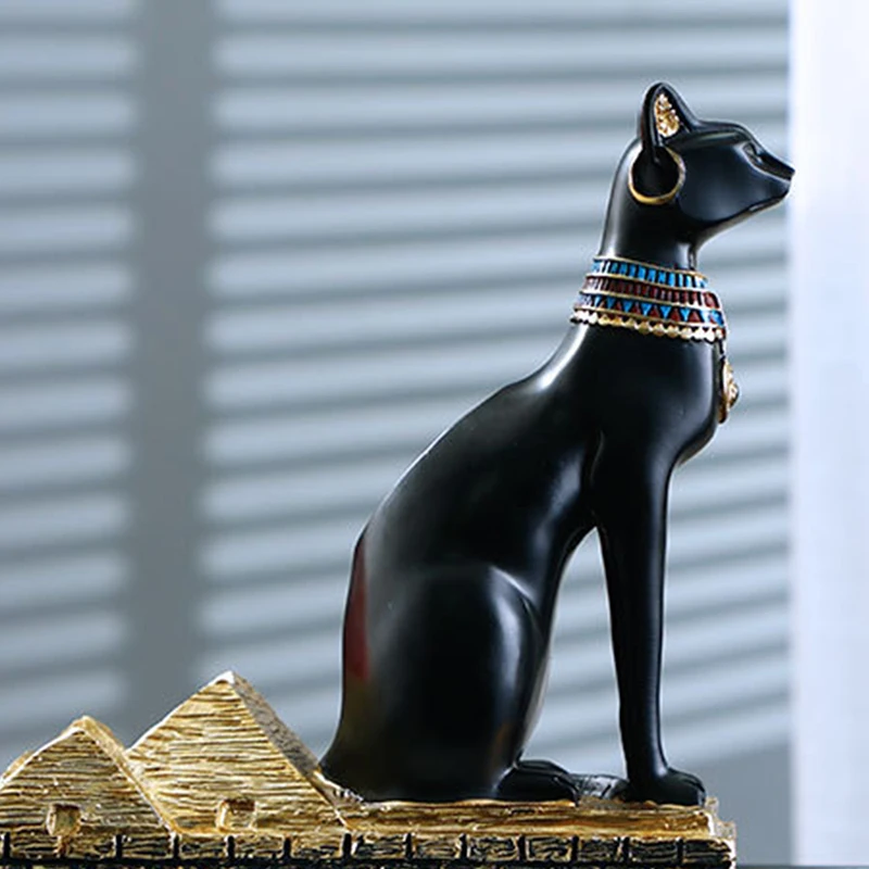 NORTHEUINS Resin Anubis Dog God Wine Rack Figurines Bastet Bottle Holder Egypt Cat Statue Restaurant Cabinet Tabletop Decor Item