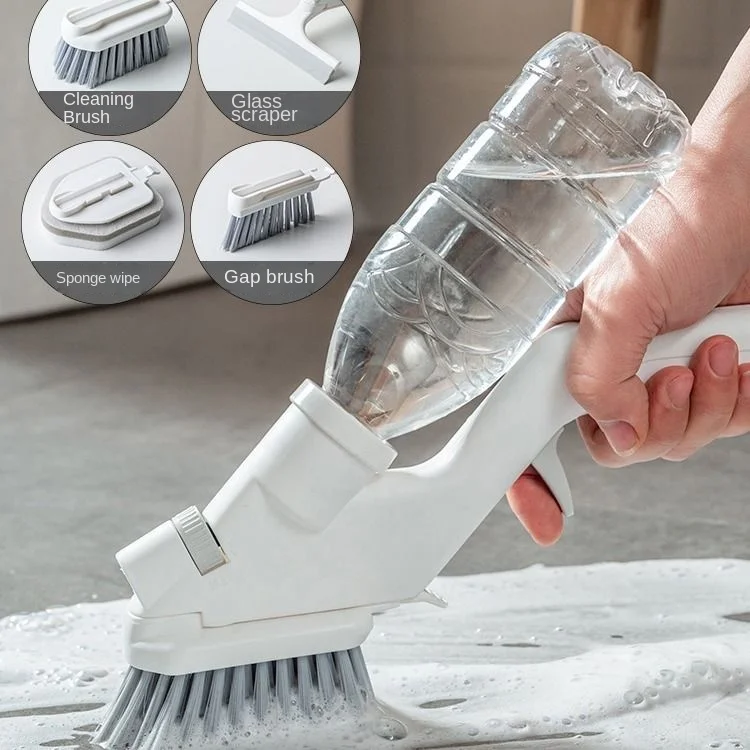 

Multi Functional Kitchen Cleaning Brush Five Piece Set Press Water Spray Ceramic Tile Brush Glass Wiper Sponge Wipe Gap Brush