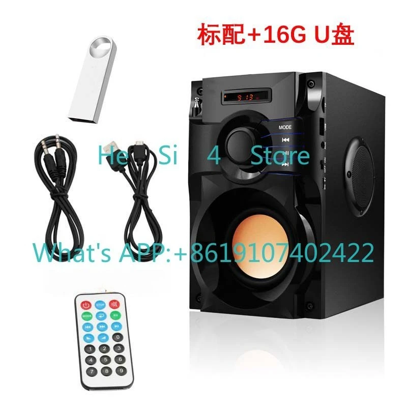 Wooden wireless bluetooth speaker radio subwoofer 3d surround portable square dance mobile phone stereo
