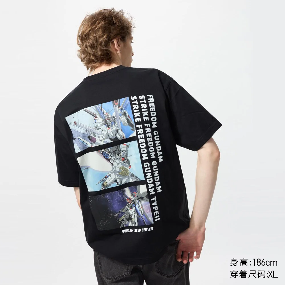

Brand Animation Peripheral Mobile Suit Gundam Short Sleeve T-Shirt Bar Men's and Women's Summer Loose Pure Cotton Loose Casual