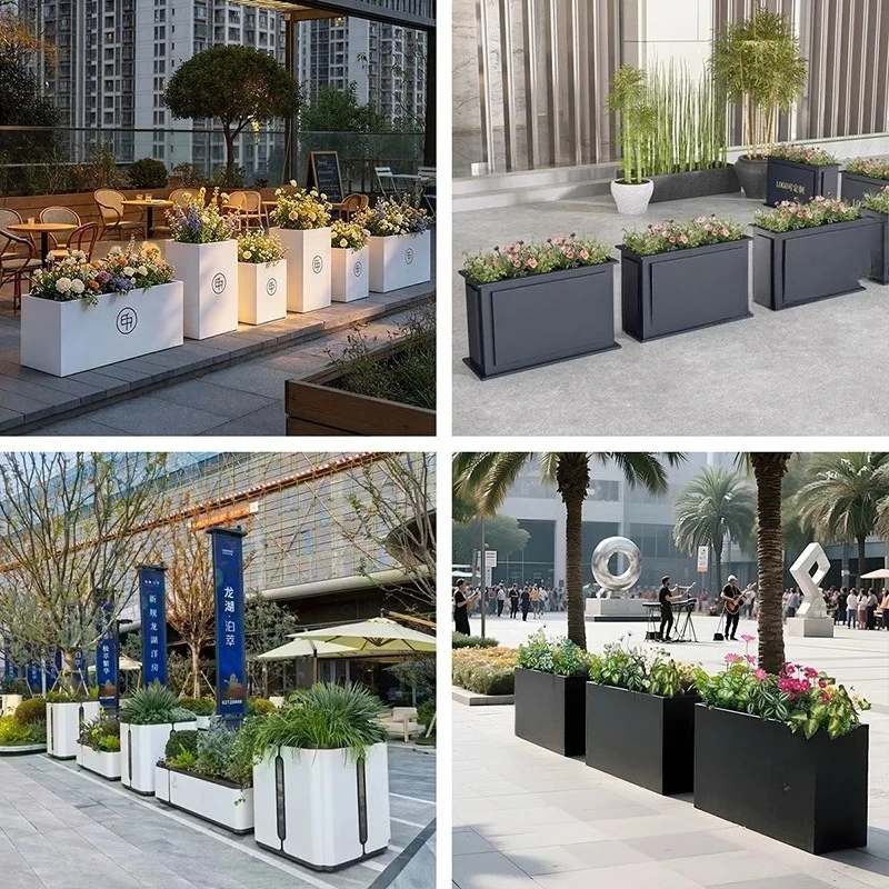 Outdoor stainless steel wrought iron flower box combination community municipal courtyard park hotel square fence partition