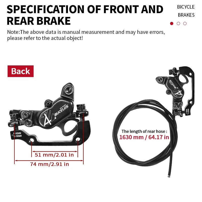 BUCKLOS 4 Pistoni MTB Freno Idraulico 850/1630mm Anteriore Posteriore Freno A Disco Della Bicicletta E-Bike Mountain Bike Freno Idraulico Parte Della Bicicletta