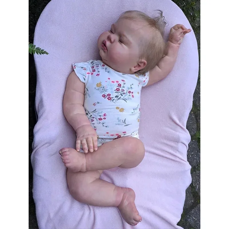 

60cm Reborn Baby Pickle Sleeping Baby with Rooted Hair Already Painted Skin with Details Veins Bebe Reborn Doll for Kids