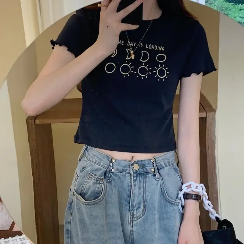 Summer Korean Version Slim-fit Short-sleeved T-shirt Women's Top Women's Clothing
