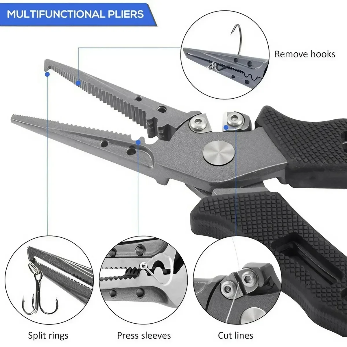 FLYSAND 7-Inch High-Quality Fishing Pliers, Precision Forged Stainless Steel, Multifunctional Scissor, Line Cutter & Ring Opener