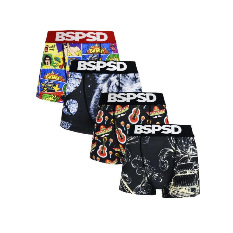 

4 шт., мужские трусы-боксеры, сексуальные дышащие мужские трусы, трусы с принтом, мужские трусы-боксеры больших размеров, мужские боксеры