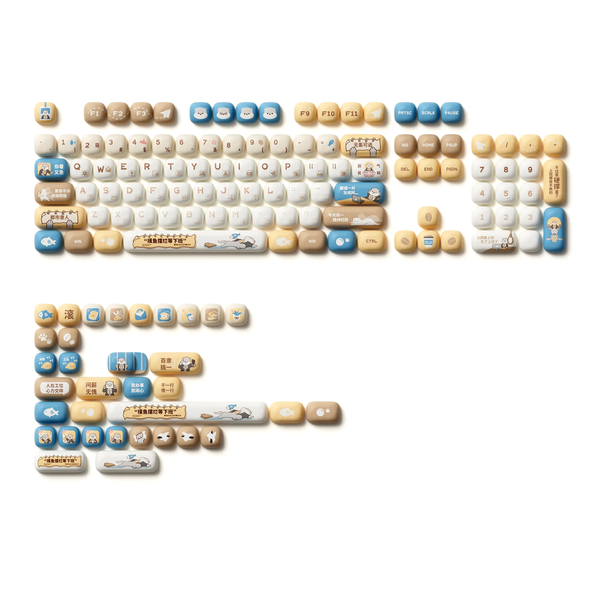Akko Otter Hustle Mog Profile Keycap Set 138 Keys Theme Pbt Dye-Sublimation Keycap For Ansi Layout