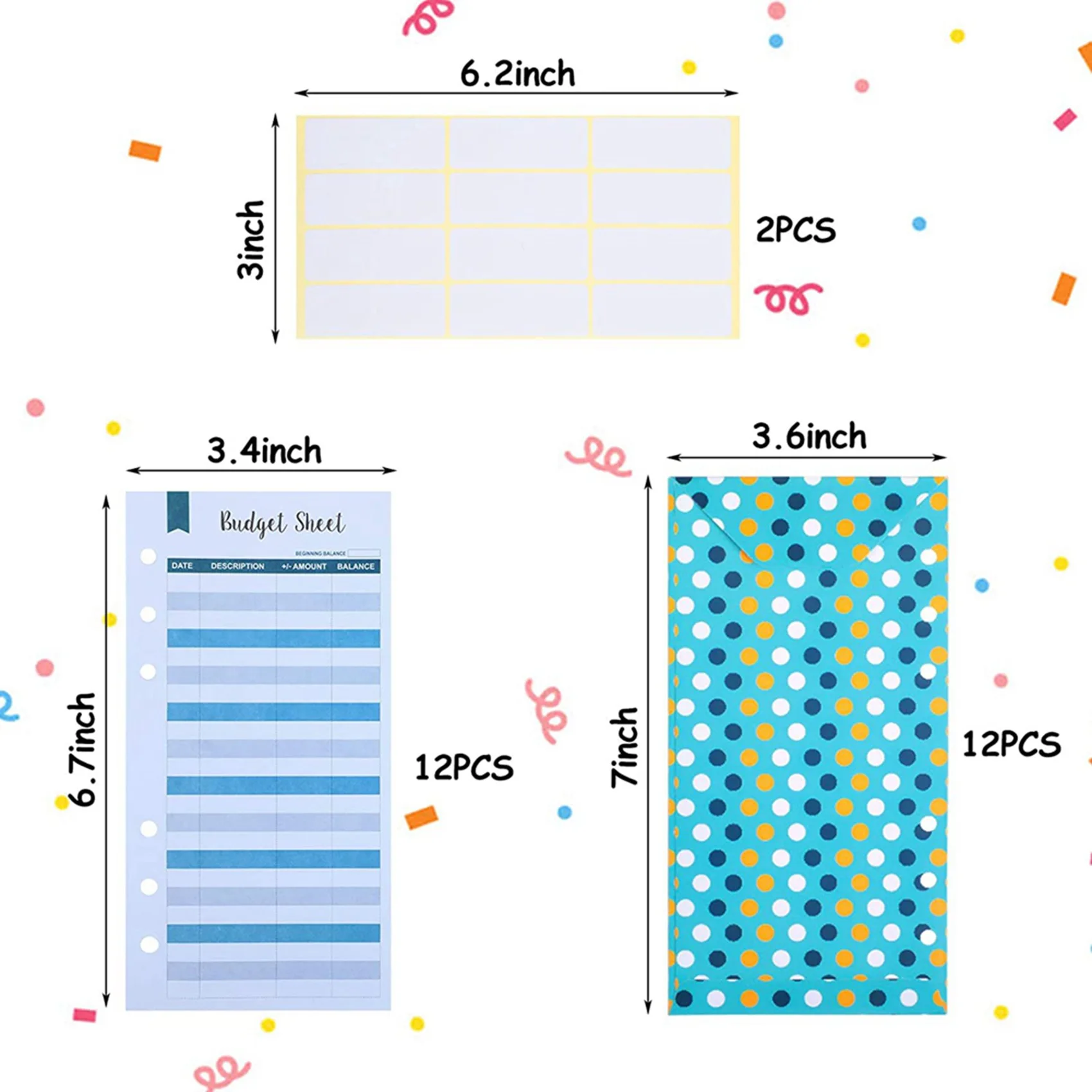 A13E-48 Pieces Budget Envelopes A6 Binder Pockets For Cash Envelope System,Budget Planner,Cash Envelope Wallet With Stickers