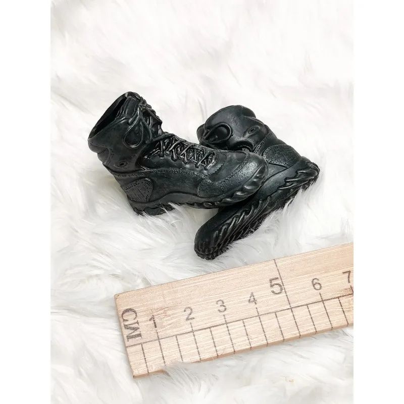 Actionfiguren im Maßstab 1:6, hohles schwarzes Schnürmuster, taktische kurze Stiefel, Schuhe, Modell für 12-Zoll-männliche Soldatenkörperzubehör