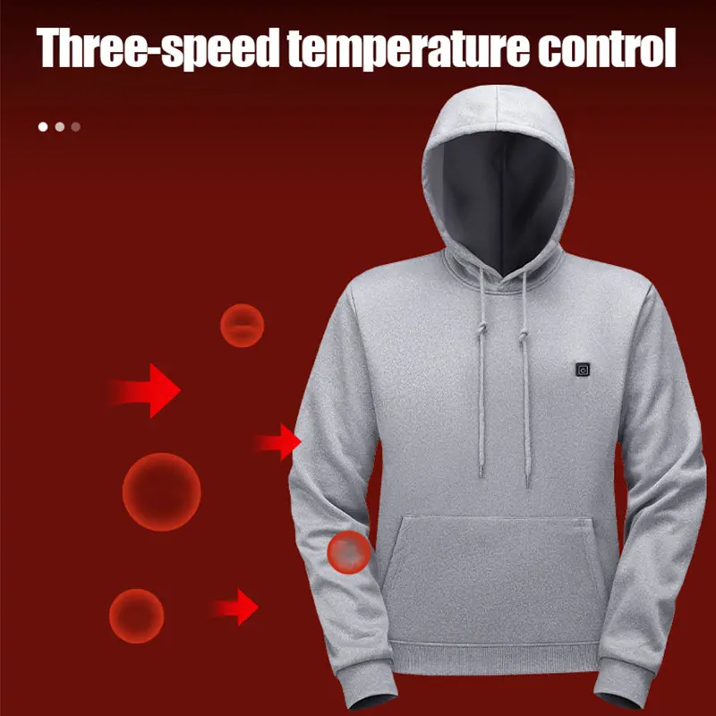 Hoodie Pemanas 5 Zona, Pakaian Pemanas Pria Wanita, Hoodie USB Pemanas Hangat untuk Luar Ruangan, Ski, Hiking (Tidak Termasuk Power Bank)
