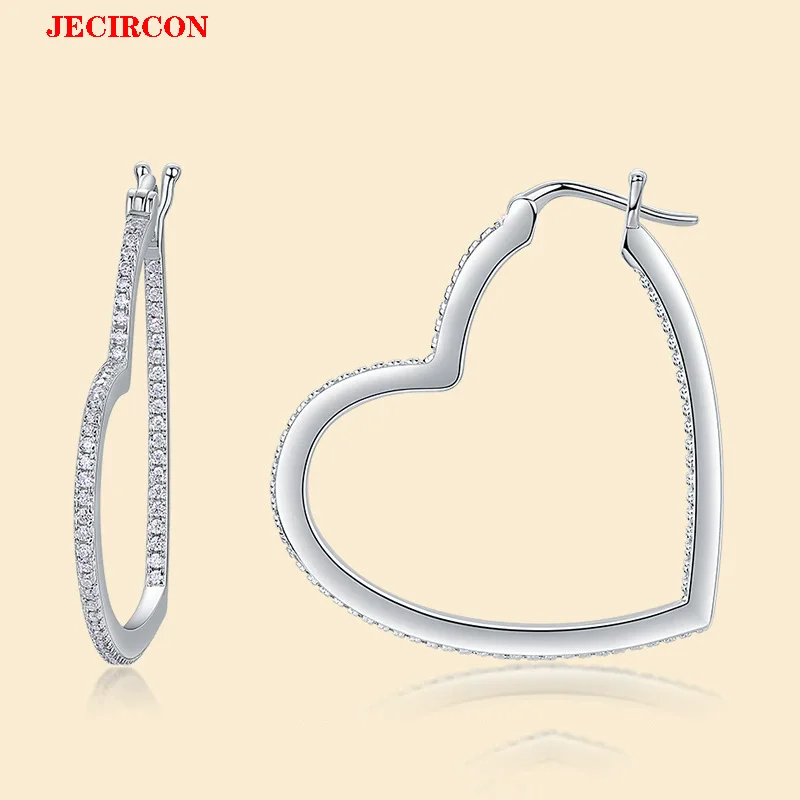 

Серьги-кольца JECIRCON из стерлингового серебра 925 пробы в форме сердца с муассанитом, 144 шт., 1 мм, камни с GRA, модные женские ювелирные изделия, подарки