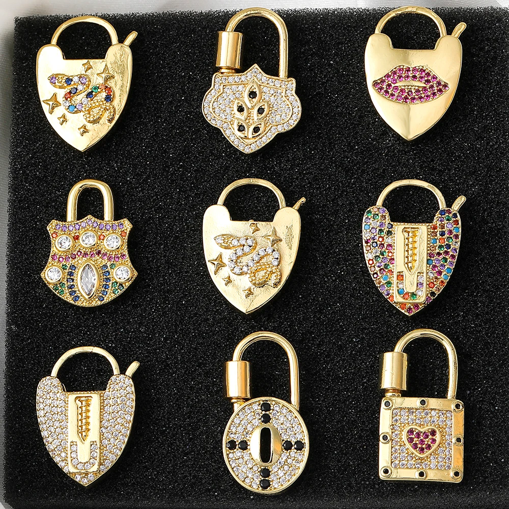 Juya 18K Gold Plated Fasteners Decoration Screw Bolt Lock Carabiner Clasps Accessories For DIY Locket Pendant Jewlery Making