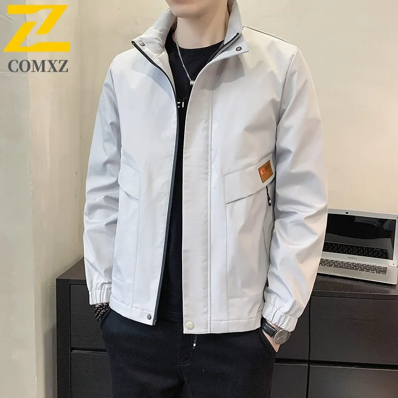 

COMXZ 2025: мужская рабочая одежда с воротником-стойкой, весенне-осенняя молодежная модная модная повседневная легкая куртка