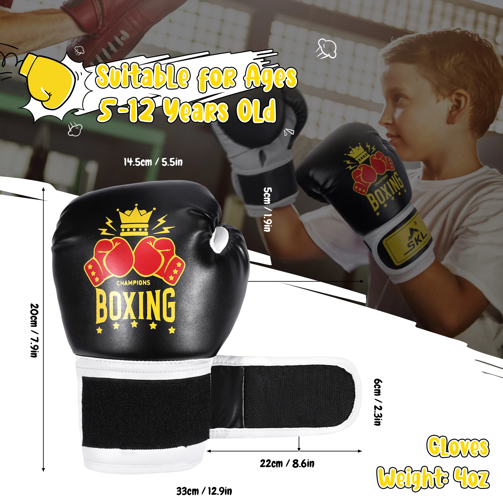 قفازات الملاكمة للأطفال من KUYOU، قفازات الملاكمة الكرتونية للأطفال من البولي يوريثان للتدريب #4